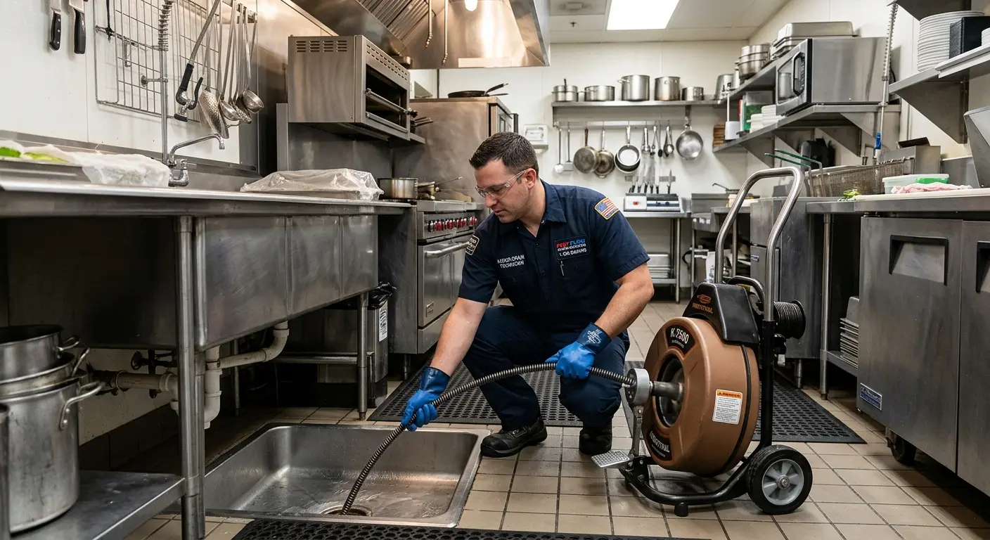 Commercial drain cleaning service in a restaurant kitchen in Spanish Fork